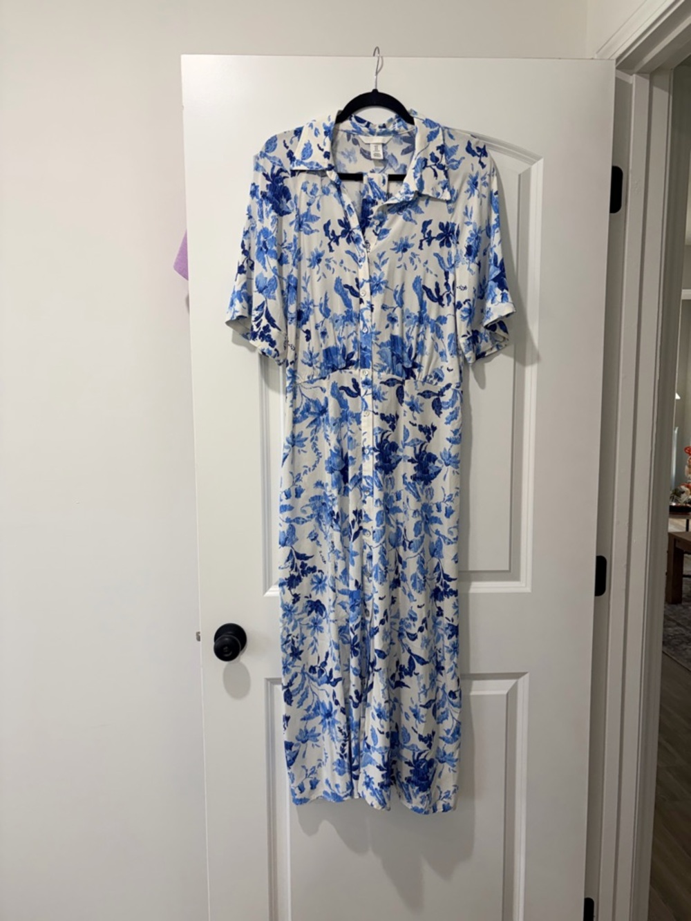 H&M Blue and White Floral Dress